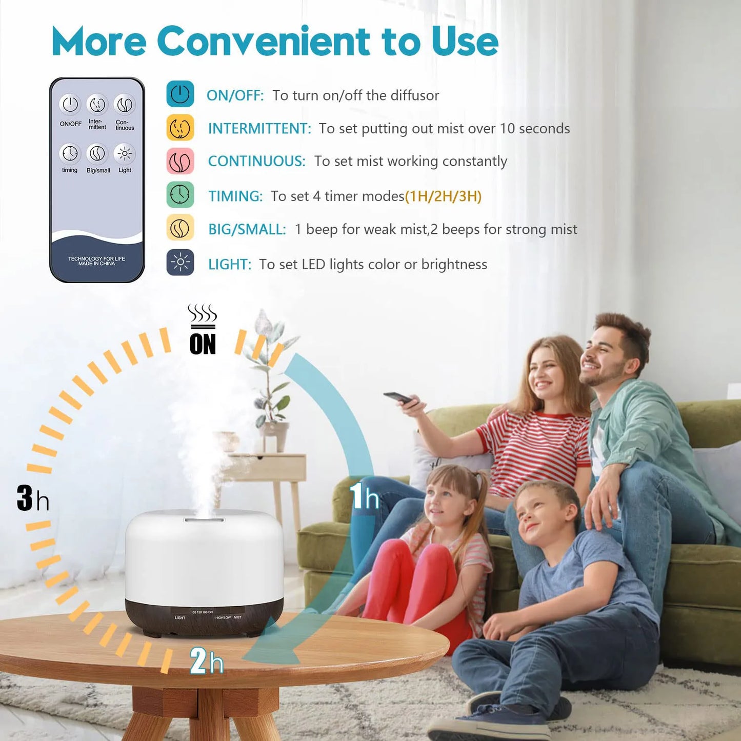 Oil Diffuser Humidifier with Remote Control