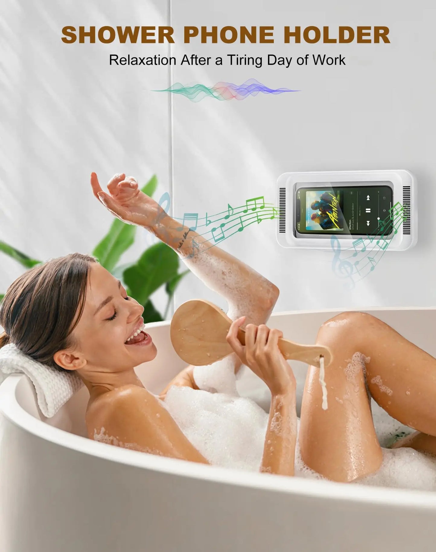 Shower Phone Holder with Speaker